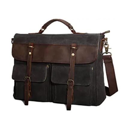 Large Messenger Bag for Men Tocode, Vintage Waxed Canvas Satchel Leather